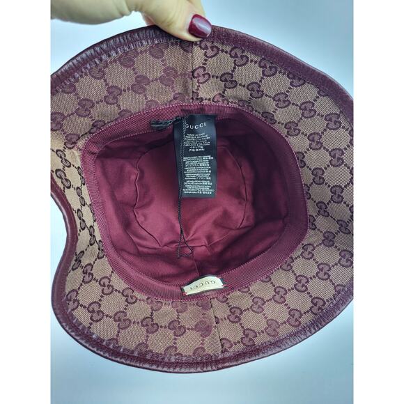 Gucci Burgundy Monogram Canvas Bucket Hat M - Picture 7 of 9